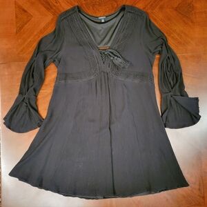 1 Torrid Black Gauze Crochet Embellished Dress